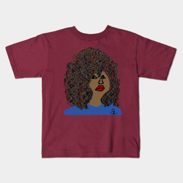 Curlyhair Reddish Natural Hair Queen Kids T-Shirt by EllenDaisyShop